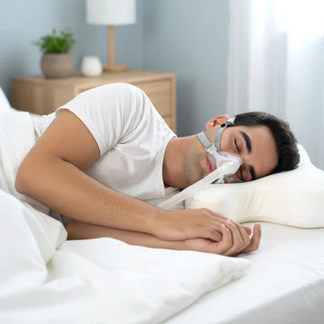 Oreiller CPAP Best in Rest en mousse mémoire avec gel rafraîchissant et découpes contour anti-fuites de masque essaie